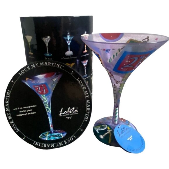 Lolita The Martini Collection "21" 7 oz Hand Painted Martini Glass-NWT - Picture 1 of 7